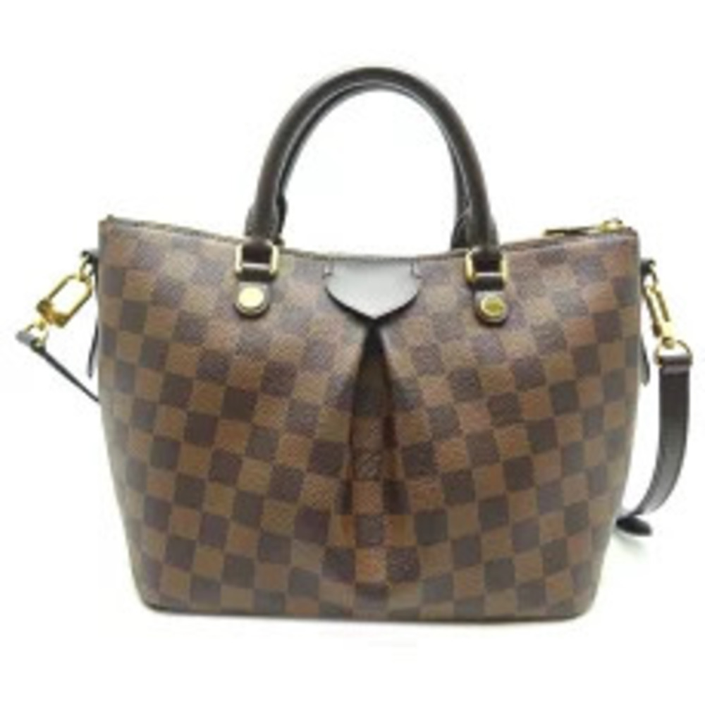 Louis Vuitton Siena Handbag Ebene Brown Damier